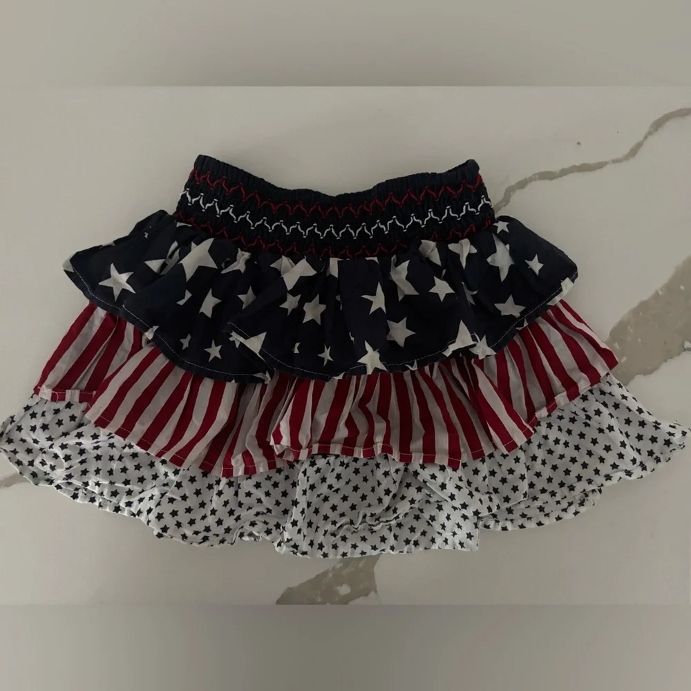 4th of July Ruffled Skirt Children’s Place Size 5 6 Stars Stripes Red White Blue - Picture 3 of 6